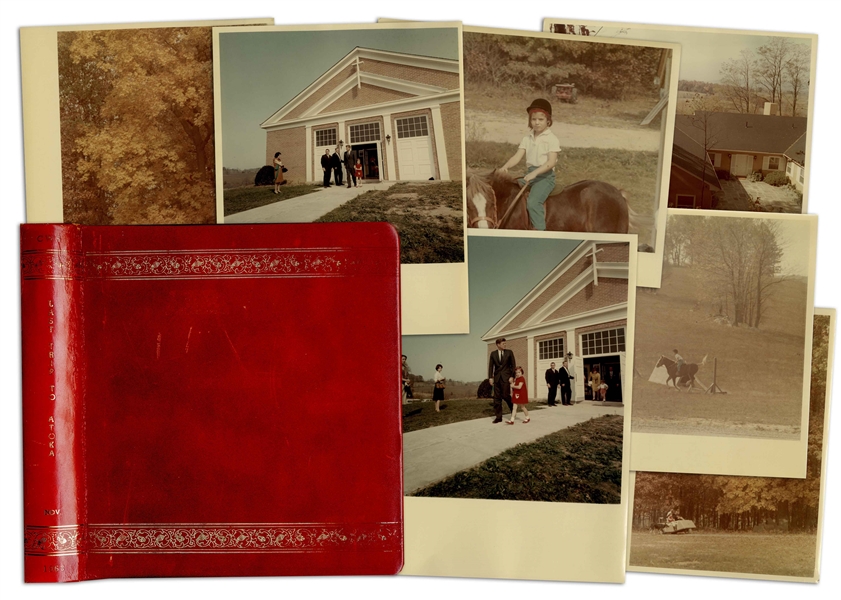 Photo Album of the Kennedy Family, With 16 Photos of Their Last Trip to Atoka, Virginia in November 1963 -- Housed in White House Photographer Cecil Stoughton's Personal Red Leather Binder